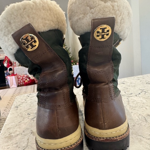Tory Burch Jada Winter Waterproof Duck Boot Fur Lined Women's Size 7.5 M Green - Picture 2 of 10